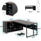 Bureau d'ordinateur d'angle en forme de L de 180 cm avec armoire