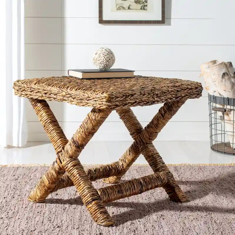 SAFAVIEH Suzette Natural Wicker x-Bench - 22 x 22 x 19.5 - 22Wx22Dx20H