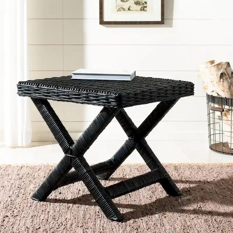 SAFAVIEH Suzette Natural Wicker x-Bench - 22 x 22 x 19.5 - 22Wx22Dx20H