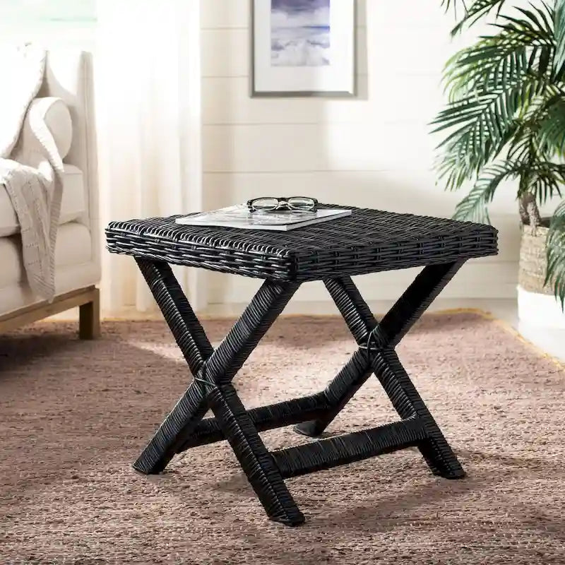 SAFAVIEH Suzette Natural Wicker x-Bench - 22 x 22 x 19.5 - 22Wx22Dx20H