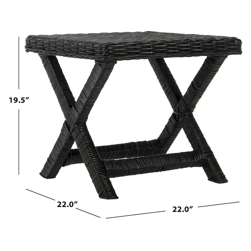 SAFAVIEH Suzette Natural Wicker x-Bench - 22 x 22 x 19.5 - 22Wx22Dx20H