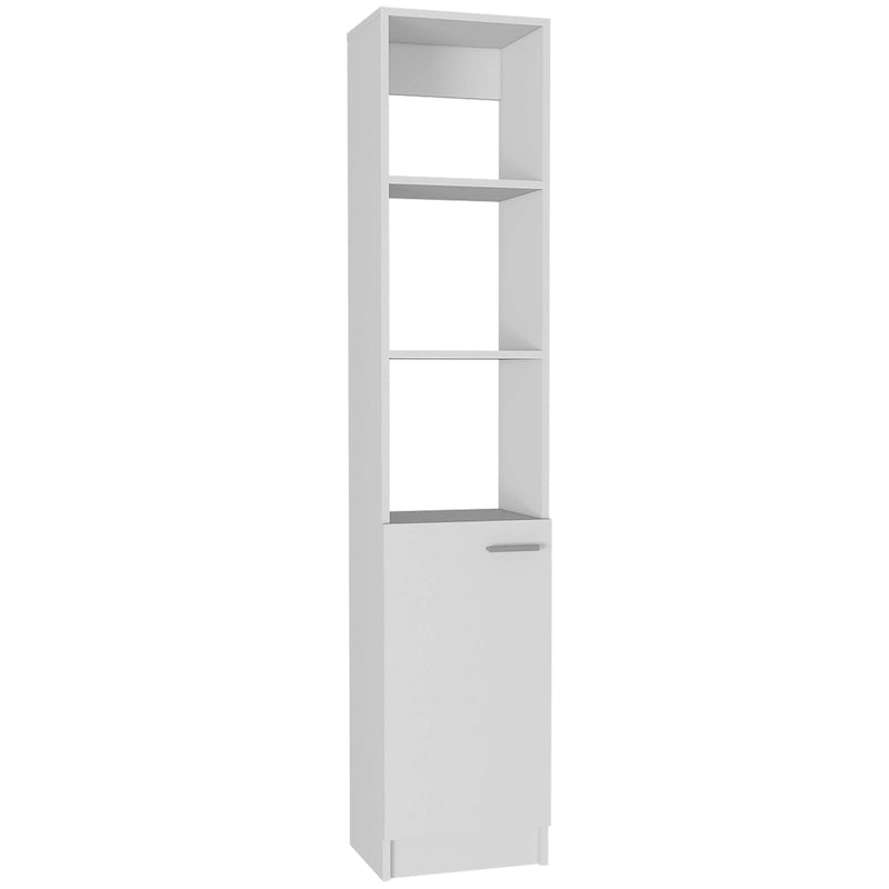 TUHOME Malaga Linen Cabinet with 3 Open Shelves, 2 Inner Shelves and Door