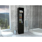 TUHOME Malaga Linen Cabinet with 3 Open Shelves, 2 Inner Shelves and Door