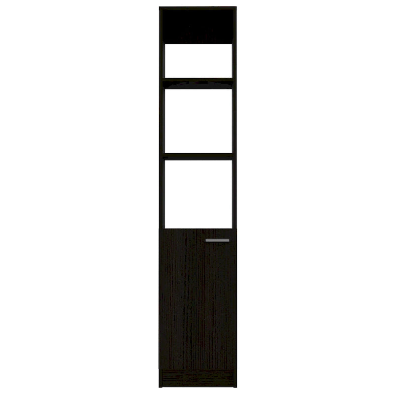 TUHOME Malaga Linen Cabinet with 3 Open Shelves, 2 Inner Shelves and Door