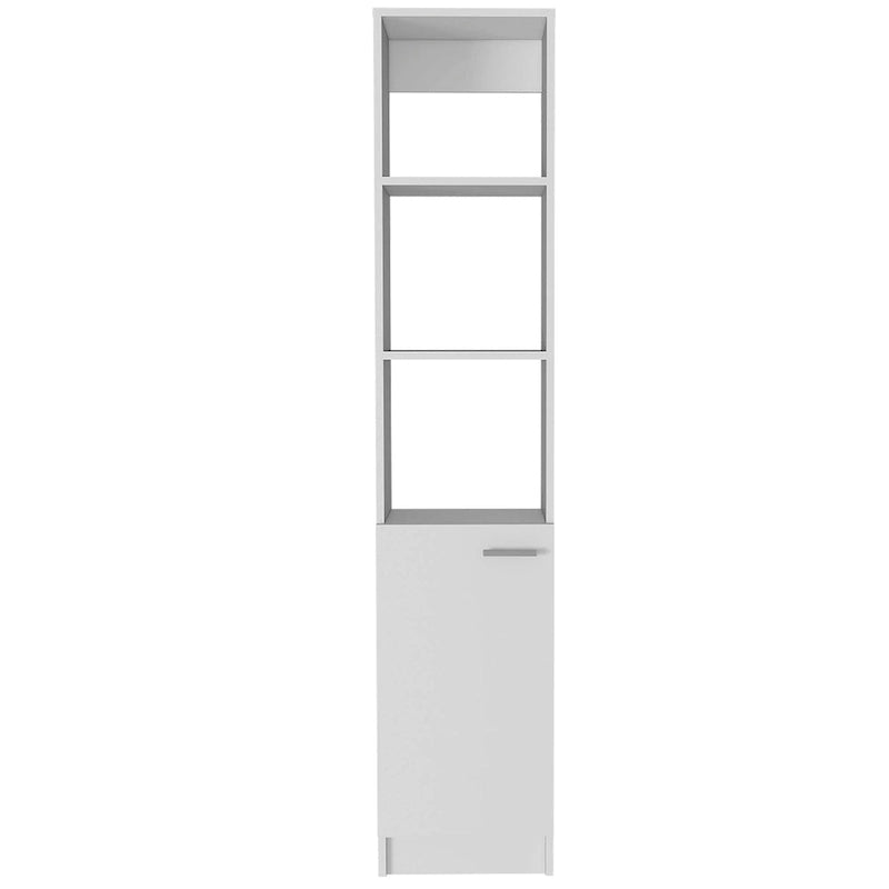 TUHOME Malaga Linen Cabinet with 3 Open Shelves, 2 Inner Shelves and Door