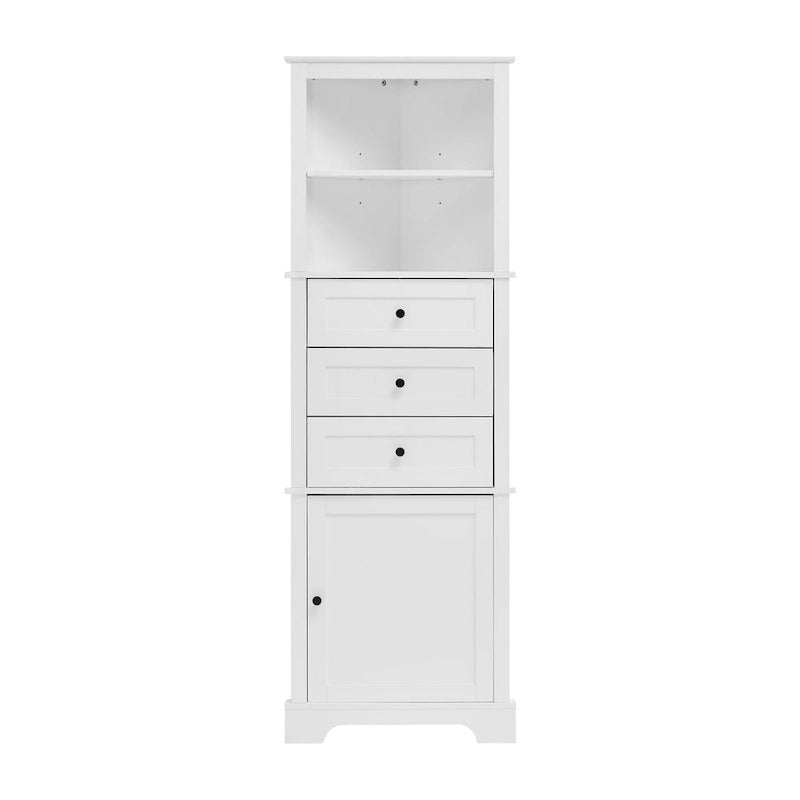 Triangle Tall Cabinet with 3 Drawers and Adjustable Shelves MDF Board with Painted Finish