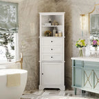 Triangle Tall Cabinet with 3 Drawers and Adjustable Shelves MDF Board with Painted Finish