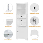 Triangle Tall Cabinet with 3 Drawers and Adjustable Shelves MDF Board with Painted Finish