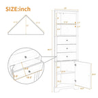 Triangle Tall Cabinet with 3 Drawers and Adjustable Shelves MDF Board with Painted Finish