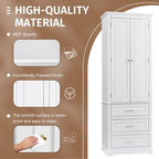 Tall Storage Cabinet with Three Drawers for Bathroom White