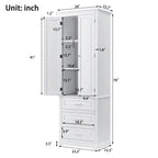 Tall Storage Cabinet with Three Drawers for Bathroom White