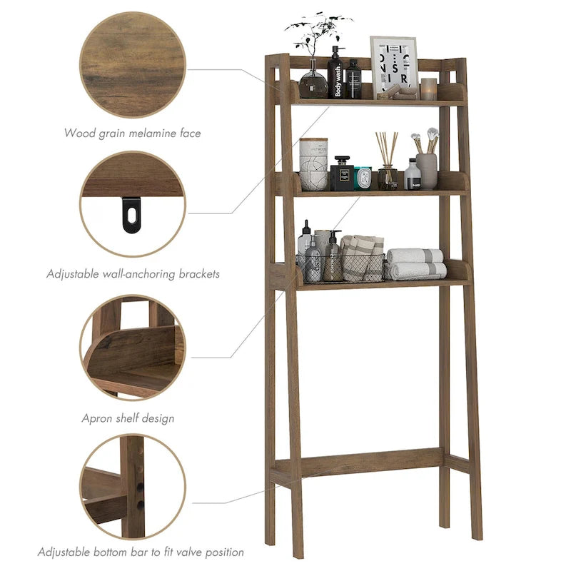 UTEX 3-Shelf Bathroom Organizer Over The Toilet, Bathroom Spacesaver,Collection Spacesaver
