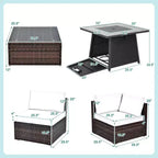 Ensemble de mobilier de patio Costway 7 pièces avec table foyer à gaz propane de 35" et housse imperméable