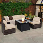 Ensemble de mobilier de patio Costway 7 pièces avec table foyer à gaz propane de 35" et housse imperméable