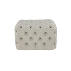 Banc ottoman Glam moderne en tissu capitonné, en bois noir, beige ou gris