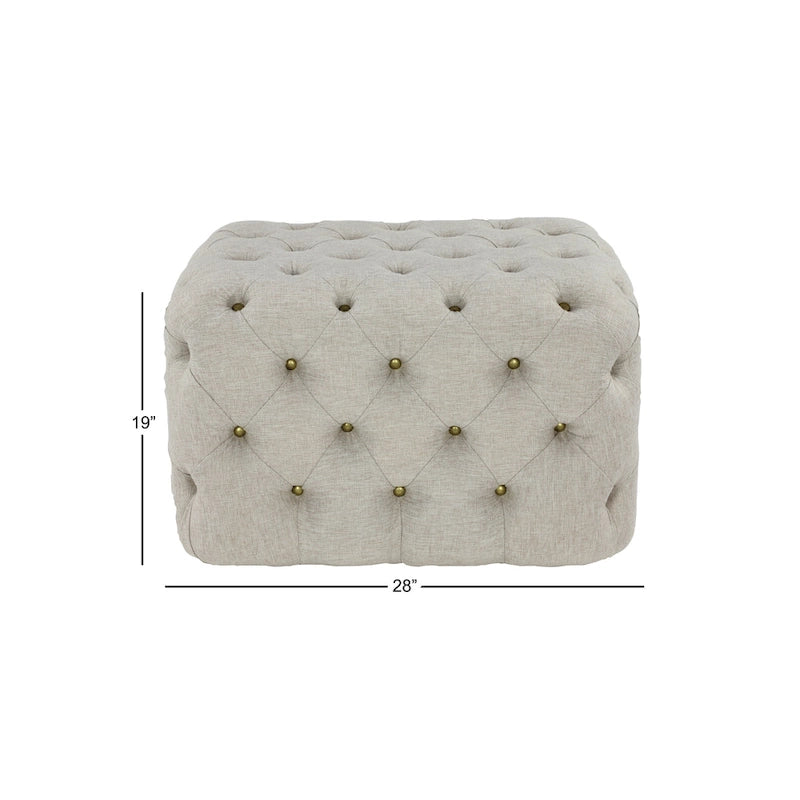 Banc ottoman Glam moderne en tissu capitonné, en bois noir, beige ou gris