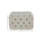 Banc ottoman Glam moderne en tissu capitonné, en bois noir, beige ou gris