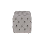 Banc ottoman Glam moderne en tissu capitonné, en bois noir, beige ou gris