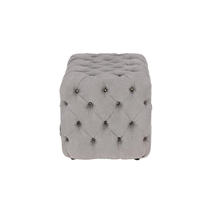 Banc ottoman Glam moderne en tissu capitonné, en bois noir, beige ou gris
