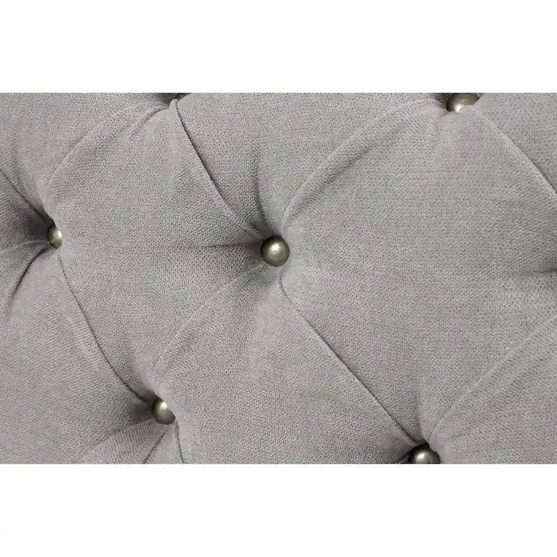 Banc ottoman Glam moderne en tissu capitonné, en bois noir, beige ou gris