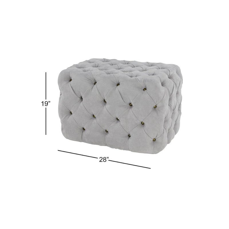 Banc ottoman Glam moderne en tissu capitonné, en bois noir, beige ou gris