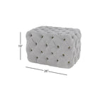 Banc ottoman Glam moderne en tissu capitonné, en bois noir, beige ou gris