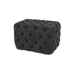 Banc ottoman Glam moderne en tissu capitonné, en bois noir, beige ou gris