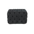 Banc ottoman Glam moderne en tissu capitonné, en bois noir, beige ou gris