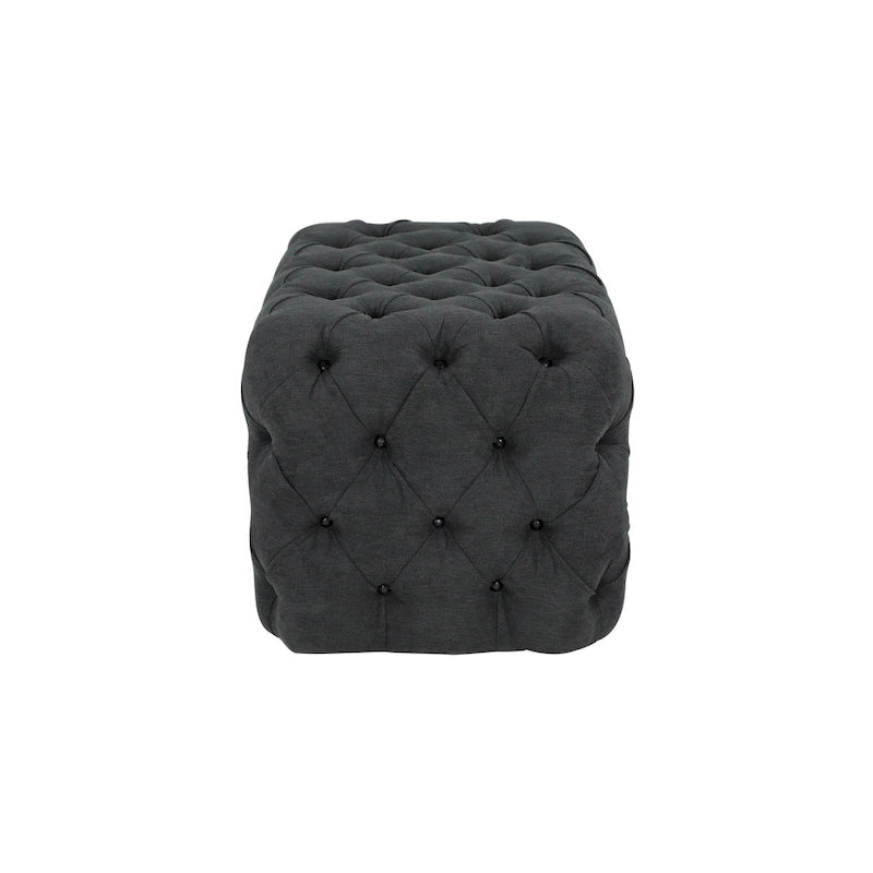 Banc ottoman Glam moderne en tissu capitonné, en bois noir, beige ou gris