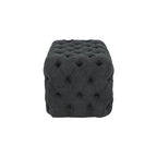 Banc ottoman Glam moderne en tissu capitonné, en bois noir, beige ou gris