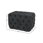 Banc ottoman Glam moderne en tissu capitonné, en bois noir, beige ou gris