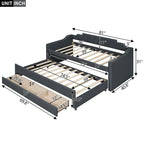 Twin Size Upholstered Daybed with Trundle and Three Drawers,Beige