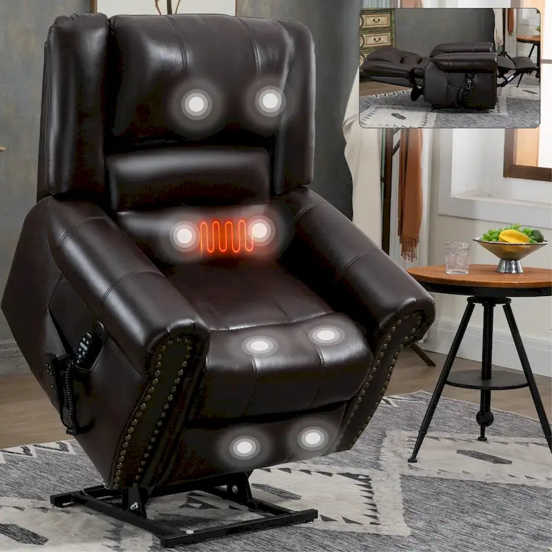 Power Lift Recliner Chair Heat Massage Dual Motor Infinite Position Up to 350 LBS, Heavy Duty Motion Mechanism with USB Ports