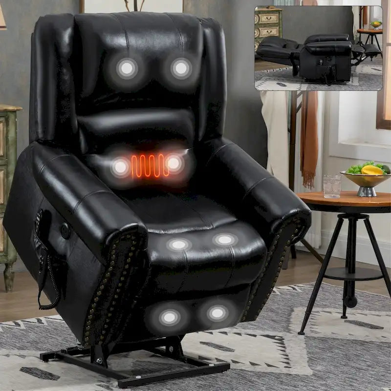 Power Lift Recliner Chair Heat Massage Dual Motor Infinite Position Up to 350 LBS, Heavy Duty Motion Mechanism with USB Ports