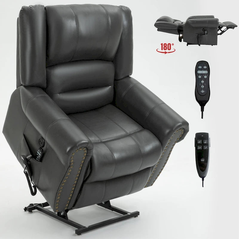 Power Lift Recliner Chair Heat Massage Dual Motor Infinite Position Up to 350 LBS, Heavy Duty Motion Mechanism with USB Ports