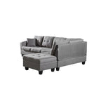 Faux Leather Left Chaise Living Room Sofa Set with Storage Ottoman