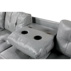 Faux Leather Left Chaise Living Room Sofa Set with Storage Ottoman