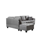 Faux Leather Left Chaise Living Room Sofa Set with Storage Ottoman
