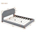 Teddy Fleece Full Size Upholstered Platform Bed with Thick Fabric, Solid Frame and Stylish Curve-shaped Design, Beige