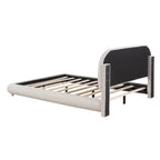 Teddy Fleece Full Size Upholstered Platform Bed with Thick Fabric, Solid Frame and Stylish Curve-shaped Design, Beige