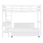 Lit superposé jumeau sur grand lit avec bureau, gris