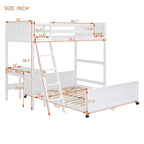 Lit superposé jumeau sur grand lit avec bureau, gris