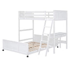 Lit superposé jumeau sur grand lit avec bureau, gris