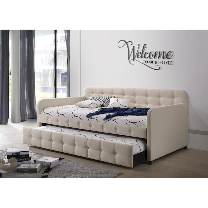 Lit de repos capitonné Fulham avec lit gigogne