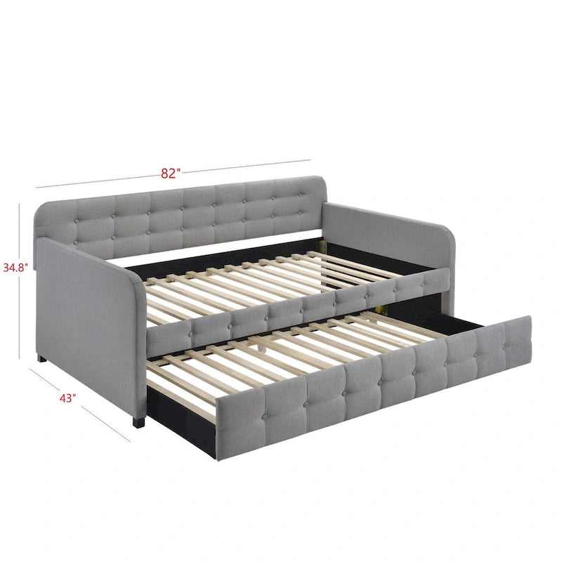 Lit de repos capitonné Fulham avec lit gigogne