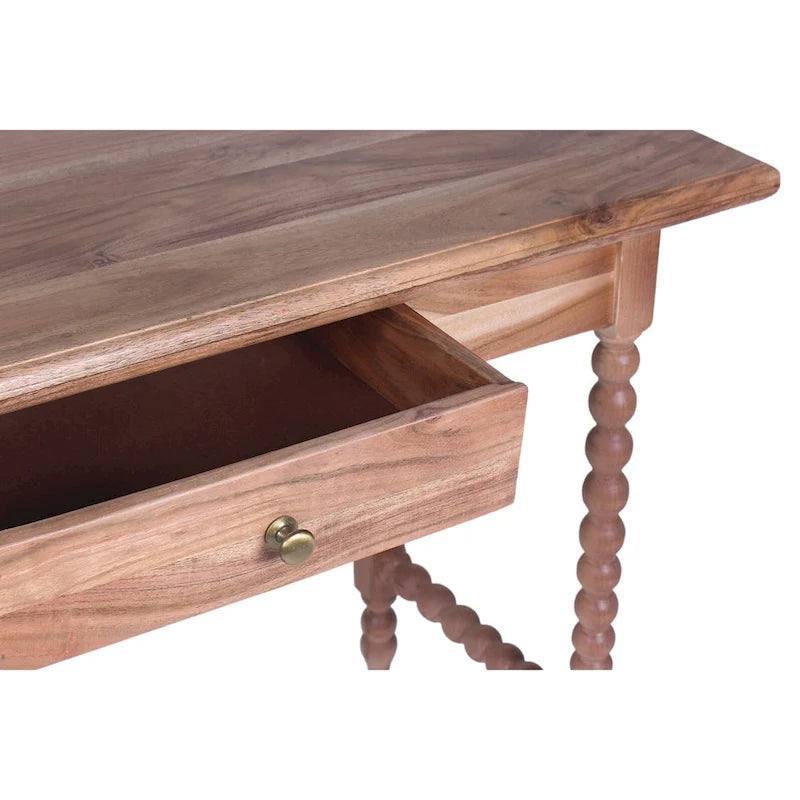 Delisle Mid-Century 1-Drawer Acacia Writing Desk, Light Brown
