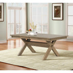 Roundhill Furniture Raven Wood 7-Piece Dining Set, Extendable Dining Table with 6 Chairs, Glazed Pine Brown