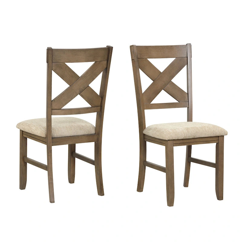 Roundhill Furniture Raven Wood 7-Piece Dining Set, Extendable Dining Table with 6 Chairs, Glazed Pine Brown