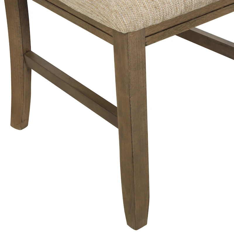 Roundhill Furniture Raven Wood 7-Piece Dining Set, Extendable Dining Table with 6 Chairs, Glazed Pine Brown
