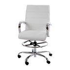 Chaise de dessin en LeatherSoft à dossier moyen avec anneau repose-pieds réglable et base chromée